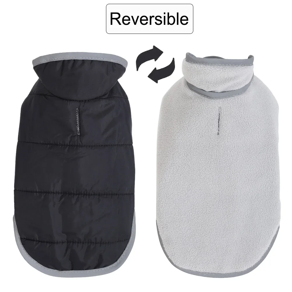 Reversible Cat Clothes For Small Medium Cats Dogs Winter Warm Fleece Cat Jacket Reflective Kitten Costume Sphynx Vest Pet Coat