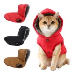 Winter Fleece Cat Clothes Warm Kitten Jacket Hoodies Waterproof Pet Coat Soft Comfortable with D-Ring for Dogs Sphynx Supplies