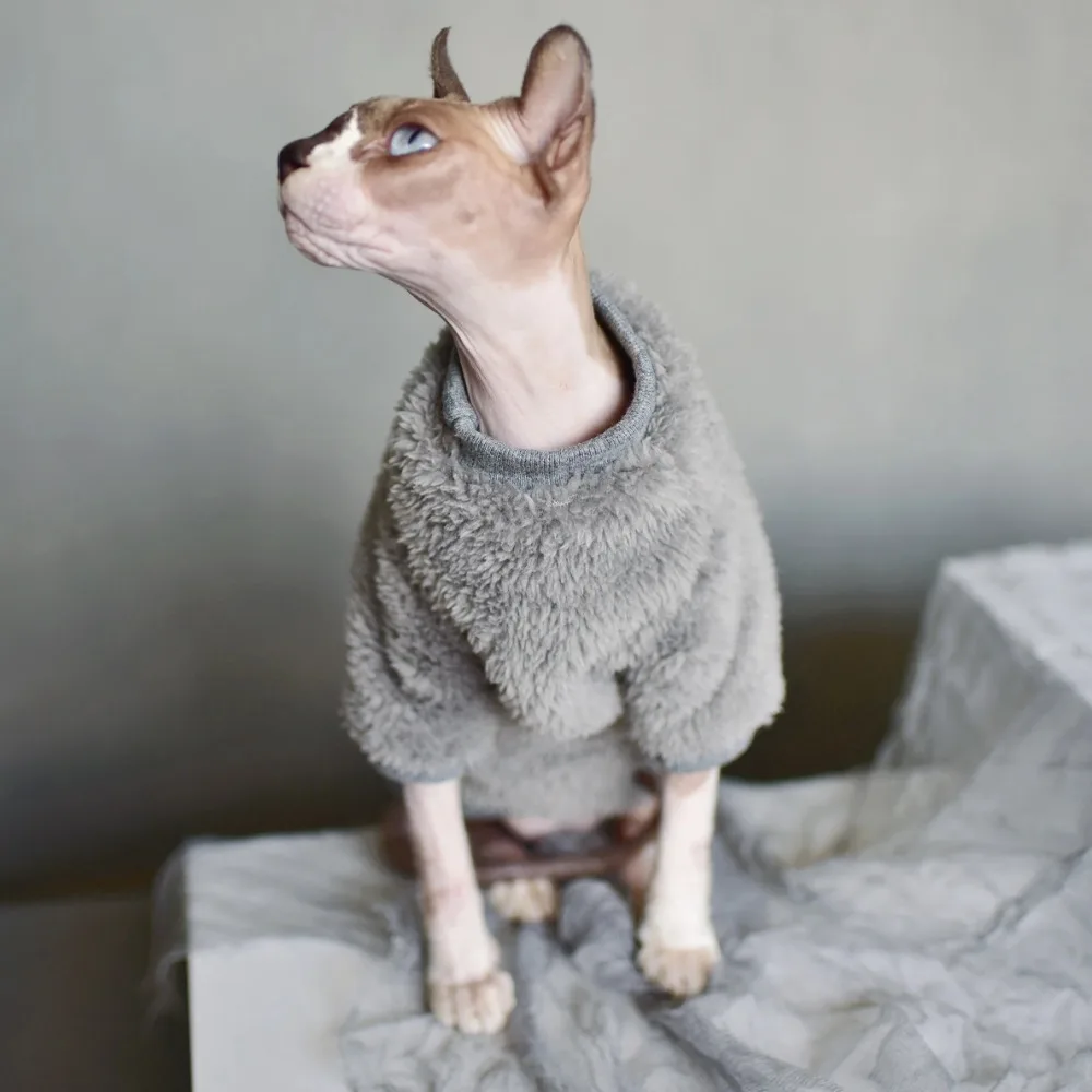 DUOMASUMI Winter Sweater for  Sphynx Cat Clothes Fashion Soft Cat Clothing Comfort thickened Hairless Cat Outfits