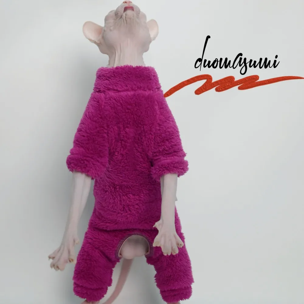 Winter Warm Sphynx Cat Clothes Four Legs Outfit for Hairless Cats Sizes for Devon Rex Abyssinian Cornish