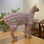Sphynx Cat Turtleneck Winter Green Sweater Hairless Cat Clothes Thick Warm 4-legged Coat Purple Fleece Jacket for Devon Rex - Image 3