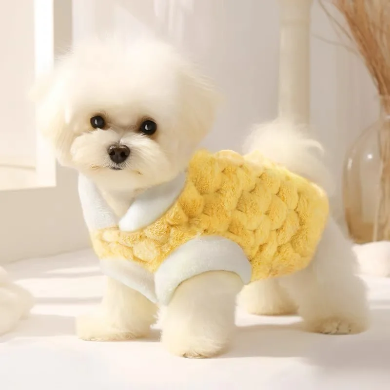Autumn and winter new cute pet dog dog cat clothes winter warm beetle velvet vest warm