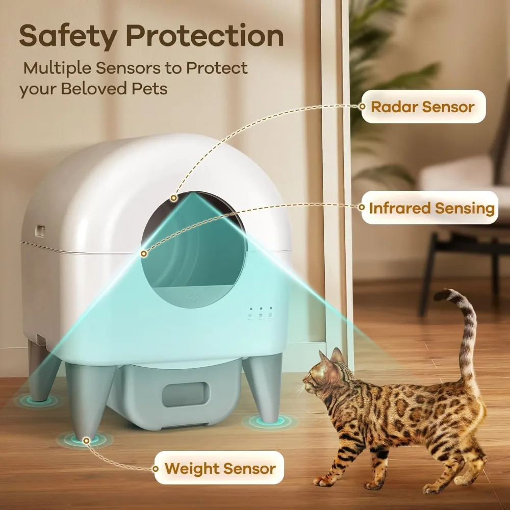 Automatic Self Cleaning Litter Box | Large Capacity for Multiple Cats | App Control with Safety Protection to Ensure Pet Safety Automatic Self Cleaning Litter Box | Large Capacity for Multiple Cats | App Control with Safety Protection to Ensure Pet Safety