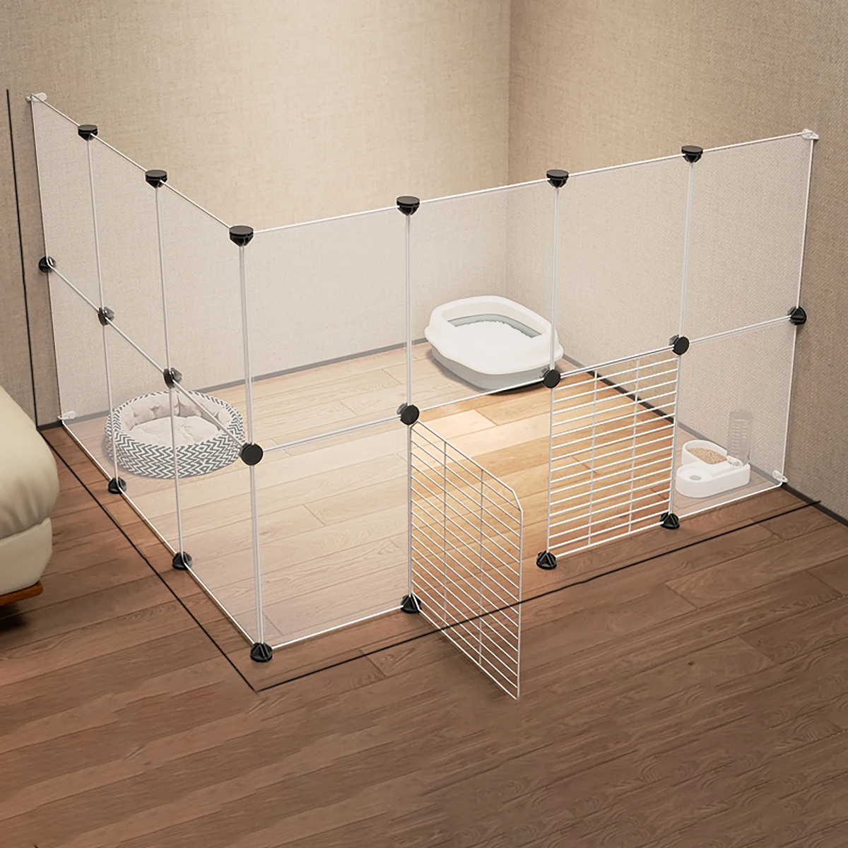 26372-o8lkvc.jpg Pet Fence Kitten Isolation Door Dog Cage Kitten Guardrail Iron Small Size Dogs Teddy Indoor Kennel Home Rabbit Fence Cat Cage - Image 1