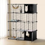 Cat Enclosure Indoor with Litter Box, 4-Tier Metal Wire Cat Cage, DIY Detachable Design for Cats, Kittens & Small Animals, Multi