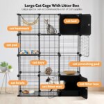 Cat Enclosure Indoor with Litter Box, 4-Tier Metal Wire Cat Cage, DIY Detachable Design for Cats, Kittens & Small Animals, Multi - Image 2