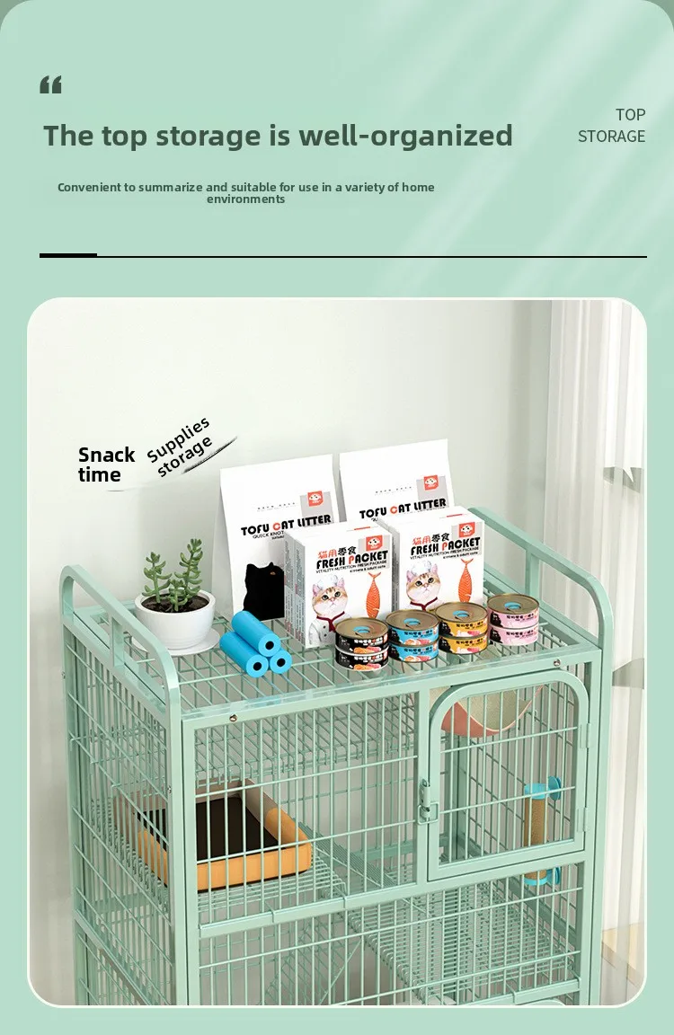 Large Metal Cat Cage with Wheels Multi-Level Pet Playpen Indoor Cat Kennel with Platforms and Ramps for Kittens and Adult Cats