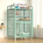 Large Metal Cat Cage with Wheels Multi-Level Pet Playpen Indoor Cat Kennel with Platforms and Ramps for Kittens and Adult Cats