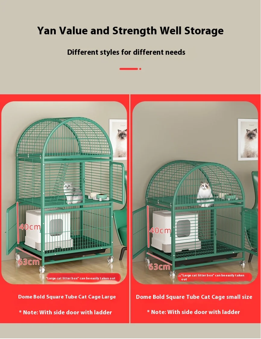 Two-Layer Stainless Steel Pet Cage Indoor Household Solid Multi-Level Carrier for Cats Dogs with Button Closure Factory Direct