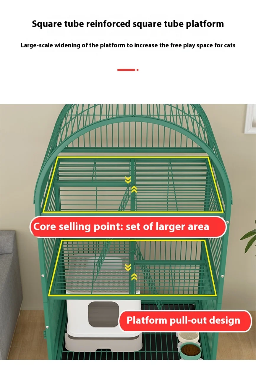 Two-Layer Stainless Steel Pet Cage Indoor Household Solid Multi-Level Carrier for Cats Dogs with Button Closure Factory Direct
