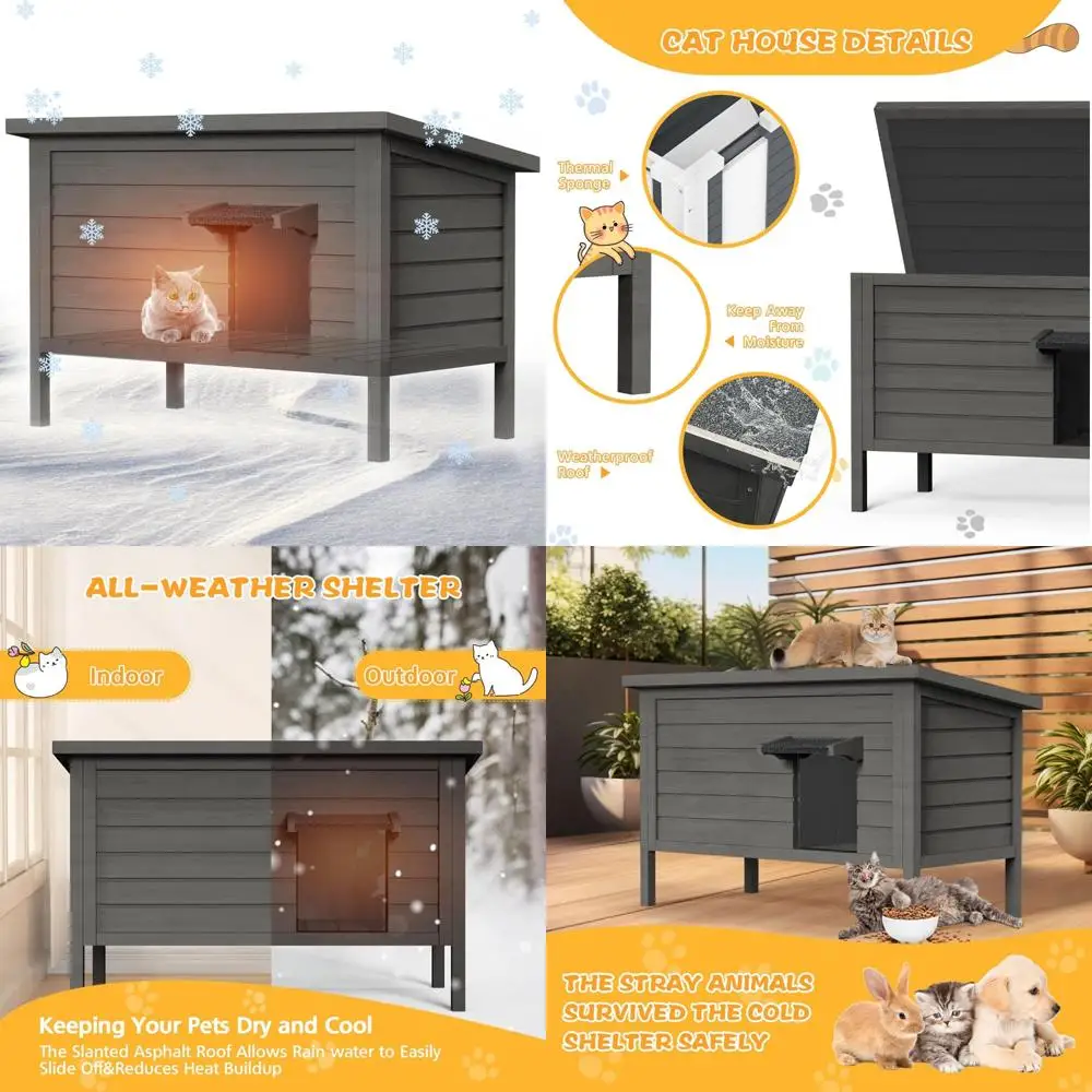 Winter Waterproof Outdoor Cat House for Ferals - Insulated, Thermostatic Shelter for Large Cats Winter Waterproof Outdoor Cat House for Ferals - Insulated, Thermostatic Shelter for Large Cats