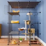Enclosures Indoor with Balcony, DIY Playpen Detachable Metal Wire Kennels Crate 3x3x4 Large Exercise Place Ideal for 1-3 Cats - Image 2