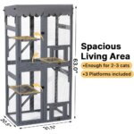 Outdoor Cat Enclosure,63Cat Outdoor Enclosure Window Access,Large Wooden Indoor Cats Patio Cage with Weatherproof Tarp Roof - Image 5