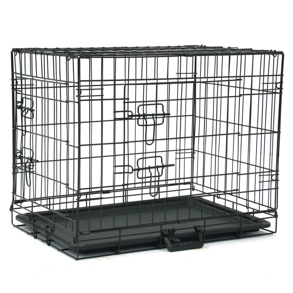 27076-1xihbl.jpg 24" Pet Kennel Cat Dog Folding Steel Crate Animal Playpen Wire Metal - Image 1