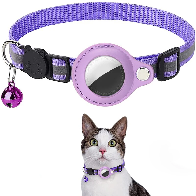 Anti-Lost Cat Collar for Airtag GPS Tracker Protective Case With Bell Reflective Cats Necklace Kitten Accesories Pet Products Anti-Lost Cat Collar for Airtag GPS Tracker Protective Case With Bell Reflective Cats Necklace Kitten Accesories Pet Products