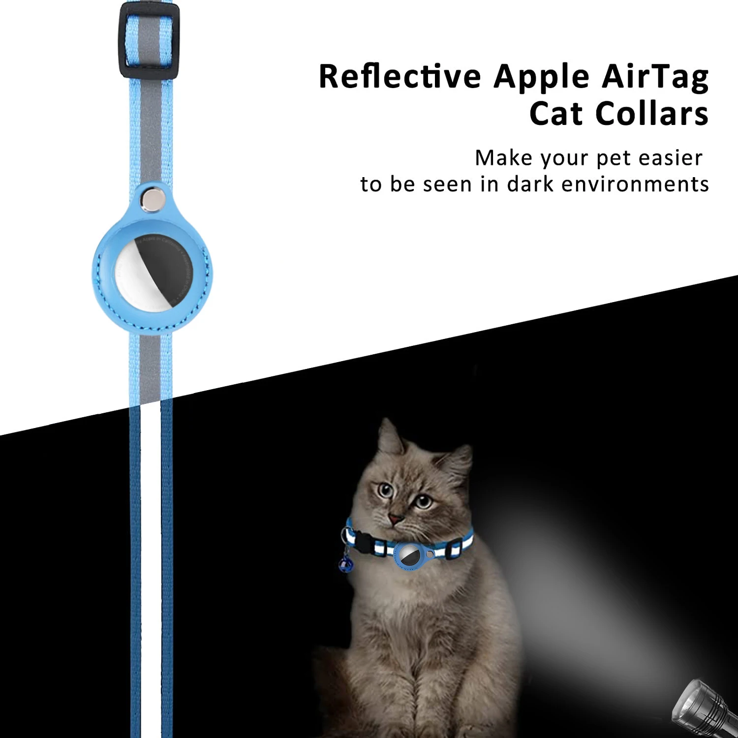 Anti-Lost Cat Collar for Airtag GPS Tracker Protective Case With Bell Reflective Cats Necklace Kitten Accesories Pet Products Anti-Lost Cat Collar for Airtag GPS Tracker Protective Case With Bell Reflective Cats Necklace Kitten Accesories Pet Products