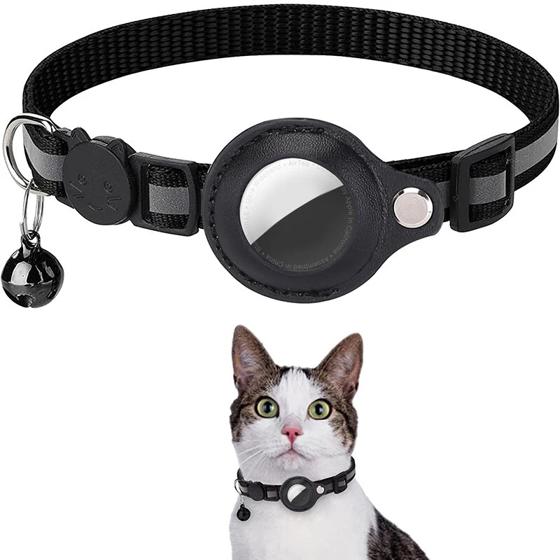 Anti-Lost Cat Collar for Airtag GPS Tracker Protective Case With Bell Reflective Cats Necklace Kitten Accesories Pet Products Anti-Lost Cat Collar for Airtag GPS Tracker Protective Case With Bell Reflective Cats Necklace Kitten Accesories Pet Products
