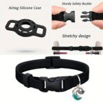 Fashion Airtag Pet Collar Adjustable Elastic Nylon Puppy Cat Collar with Bell Anti-lost GPS Tracker Case（No tracker included） - Image 3