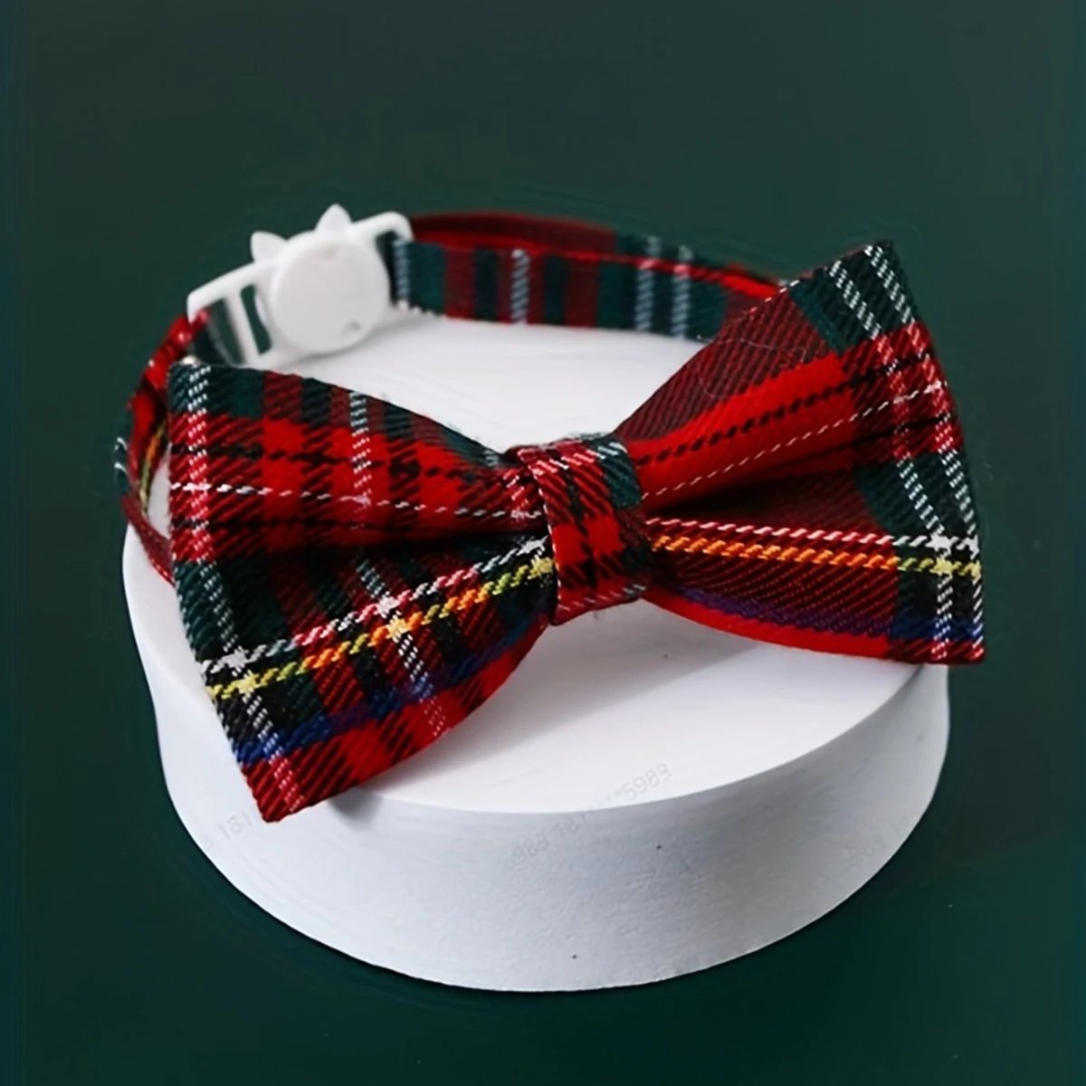1pc Pet Breakaway Cat Collar Bow Tie and Bell Cute Plaid Christmas Red Elastic Adjustable Dog Collar With Sash Small Bell For Ca
