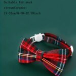1pc Pet Breakaway Cat Collar Bow Tie and Bell Cute Plaid Christmas Red Elastic Adjustable Dog Collar With Sash Small Bell For Ca