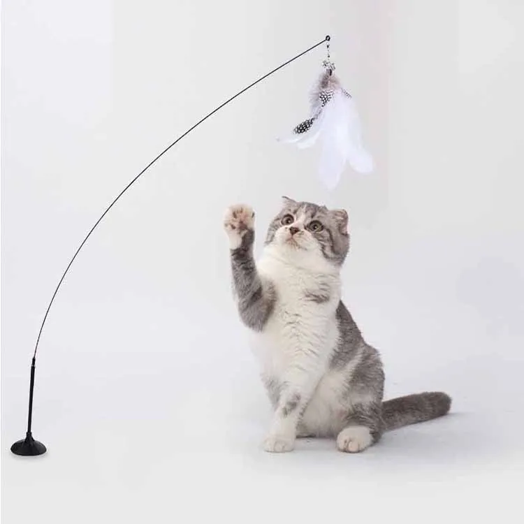 Funny Cat Toy Folorful Fluffy Feather With Bell Sucker Cat Stick Toy Kitten Play Interactive Detachable Teaser Wand Cat Supplies Funny Cat Toy Folorful Fluffy Feather With Bell Sucker Cat Stick Toy Kitten Play Interactive Detachable Teaser Wand Cat Supplies