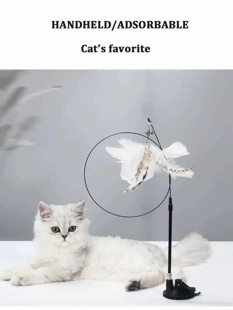 Funny Cat Toy Folorful Fluffy Feather With Bell Sucker Cat Stick Toy Kitten Play Interactive Detachable Teaser Wand Cat Supplies Funny Cat Toy Folorful Fluffy Feather With Bell Sucker Cat Stick Toy Kitten Play Interactive Detachable Teaser Wand Cat Supplies