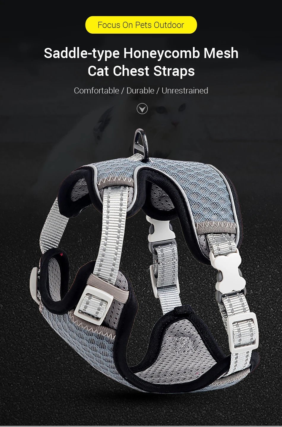 ATUBAN Cat Harness and Leash for Walking, Small Cat Harness Escape Proof Cat Harness Large, Adjustable Cat Harness Reflective