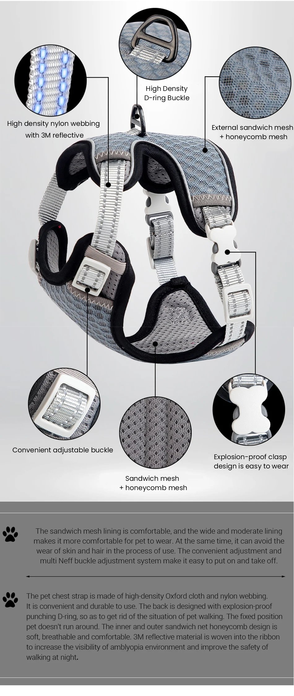 ATUBAN Cat Harness and Leash for Walking, Small Cat Harness Escape Proof Cat Harness Large, Adjustable Cat Harness Reflective