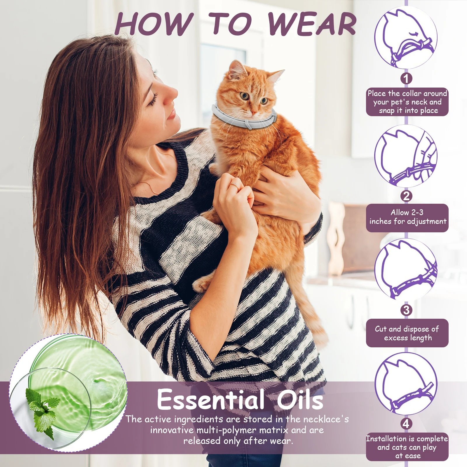 4/8PCS Dogs Calming Pheromone Collars Cats Relieve Anxiety Adjustable Comfortable Collar For Puppy Kitten Large Pets Accessories