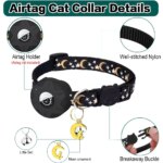 Apple Tag Pet Collar with AirTag Holder & Moon Ornament for Kitten Collar Girl Boy Cats, Small Dog Collar Kitten Accessories - Image 2