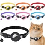 Reflective Cat Collar with Apple AirTag Holder Adjustable and Stylish Design for Kitten Safety