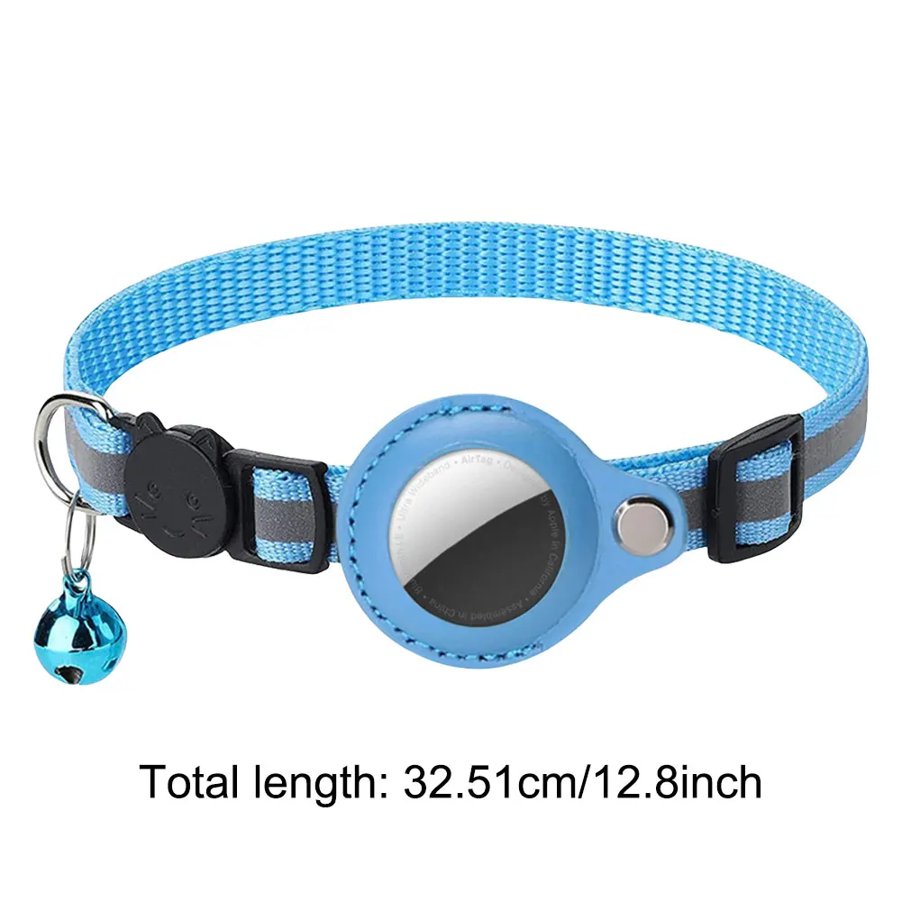 Reflective Cat Collar with Apple AirTag Holder Adjustable and Stylish Design for Kitten Safety Reflective Cat Collar with Apple AirTag Holder Adjustable and Stylish Design for Kitten Safety