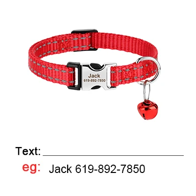 Personalized Cat Collar Reflective Nylon Dog Cats ID Collars With Bell Free Engraving for Cats Small Dogs Chihuahua 10 Colors