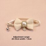 New Waffle Pet Collar Cute Bow Bell Cat Collar Retro Pearl Pendant Dog Collar Accessories - Image 6