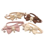 New Waffle Pet Collar Cute Bow Bell Cat Collar Retro Pearl Pendant Dog Collar Accessories - Image 4