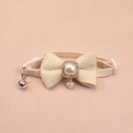 New Waffle Pet Collar Cute Bow Bell Cat Collar Retro Pearl Pendant Dog Collar Accessories - Image 5