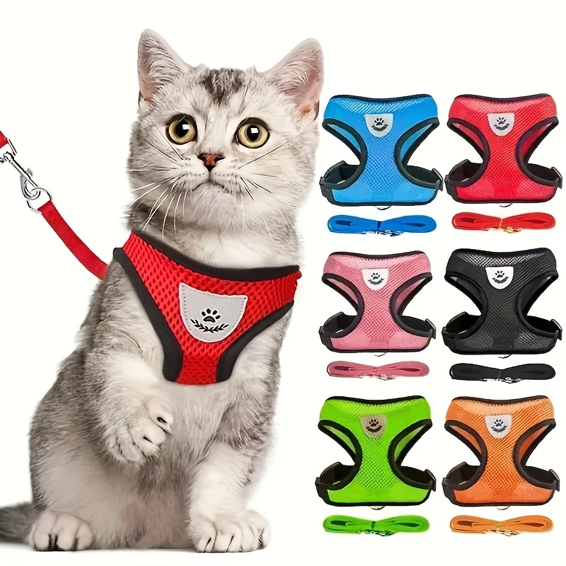 Cat Harness Adjustable, Escape-Proof Breathable Mesh with Reflective Vest  5-Foot Leash - Safe, Durable Outdoor Adventures