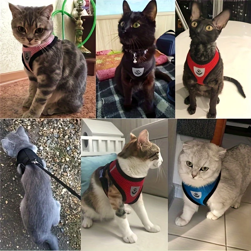 Cat Harness Adjustable, Escape-Proof Breathable Mesh with Reflective Vest  5-Foot Leash - Safe, Durable Outdoor Adventures