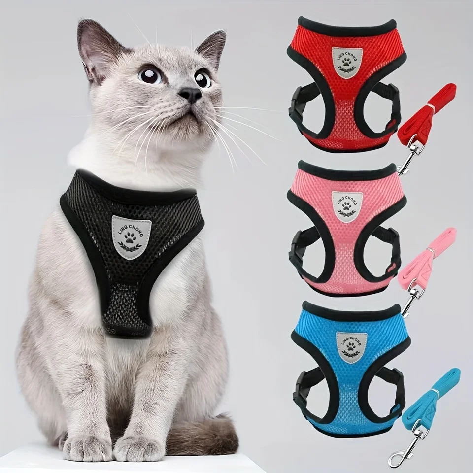 Cat Harness Adjustable, Escape-Proof Breathable Mesh with Reflective Vest  5-Foot Leash - Safe, Durable Outdoor Adventures