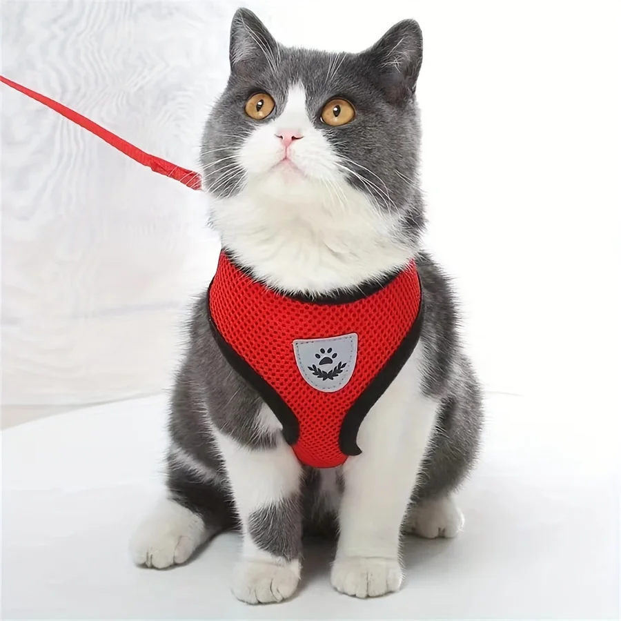 Cat Harness Adjustable, Escape-Proof Breathable Mesh with Reflective Vest  5-Foot Leash - Safe, Durable Outdoor Adventures