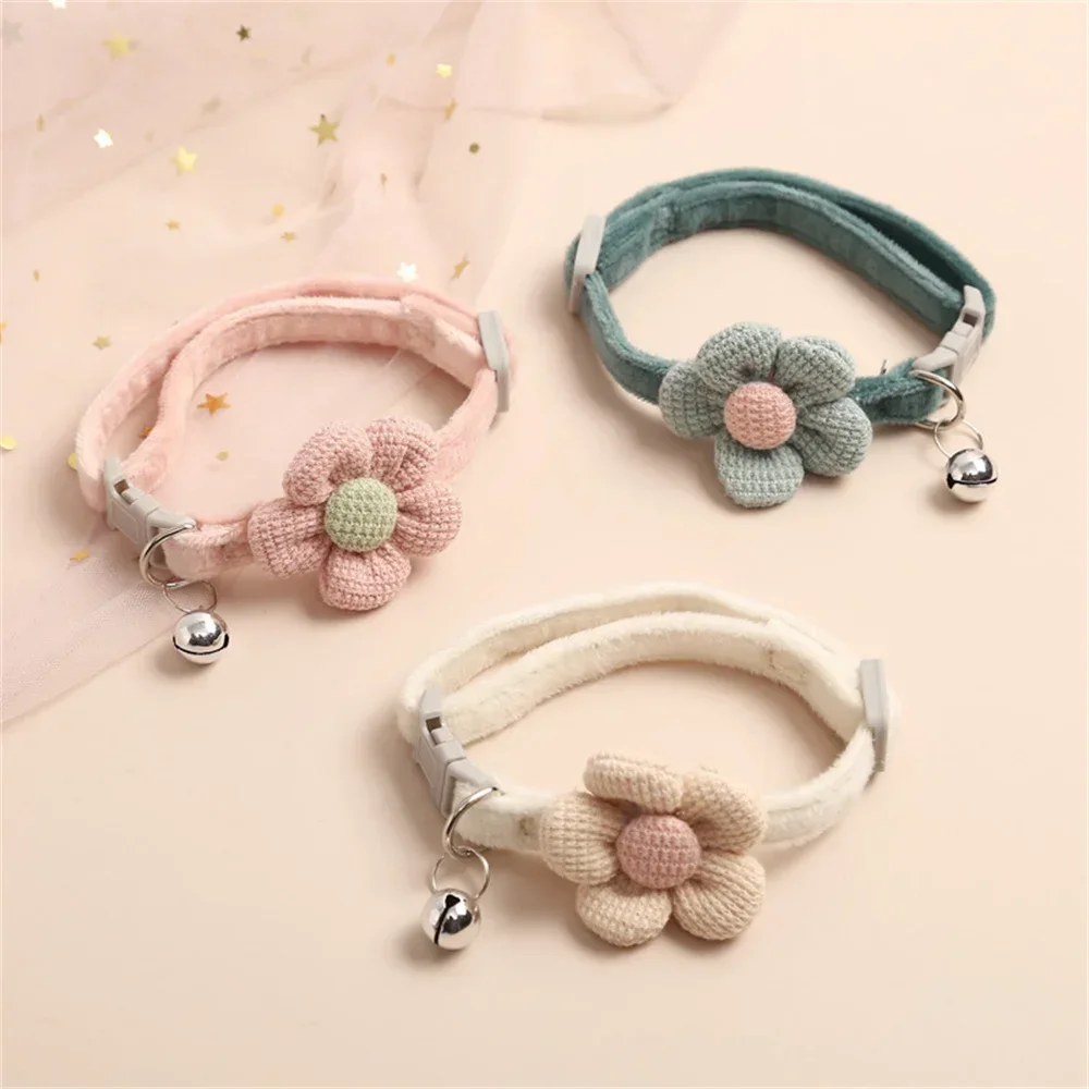Cartoon Pet Supplies Safety Pet Collar Small Dog Cat Bow Bell Lovely Flowers Bell Dog Necklace Neck Decoration 1 Pcs 4pcs