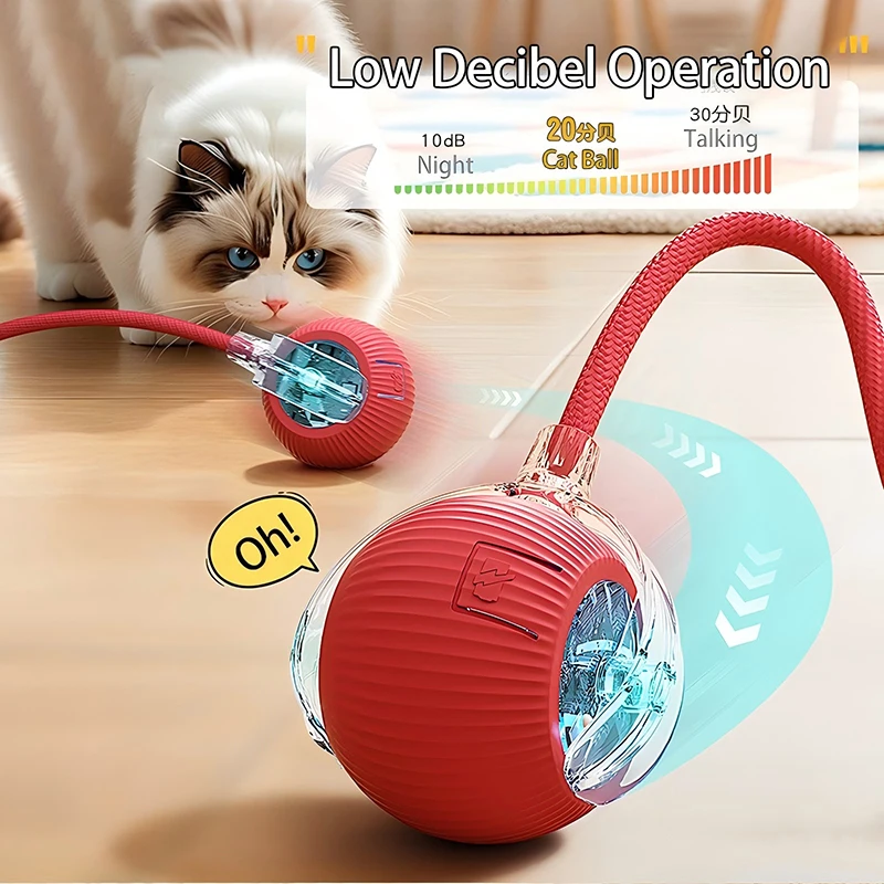 Cat Interactive Ball Toys Automatic Rolling Ball Faux Tail Rechargeable Smart Pet Electric Toy Dog Cat Training Imitate Mouse Cat Interactive Ball Toys Automatic Rolling Ball Faux Tail Rechargeable Smart Pet Electric Toy Dog Cat Training Imitate Mouse
