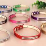 Personalized Cat Collar Bling PU Leather Cat Collars Free Custom Pet Puppy Kitten ID Necklace Adjustable for Cats Small Dogs - Image 2