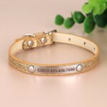 Personalized Cat Collar Bling PU Leather Cat Collars Free Custom Pet Puppy Kitten ID Necklace Adjustable for Cats Small Dogs - Image 3
