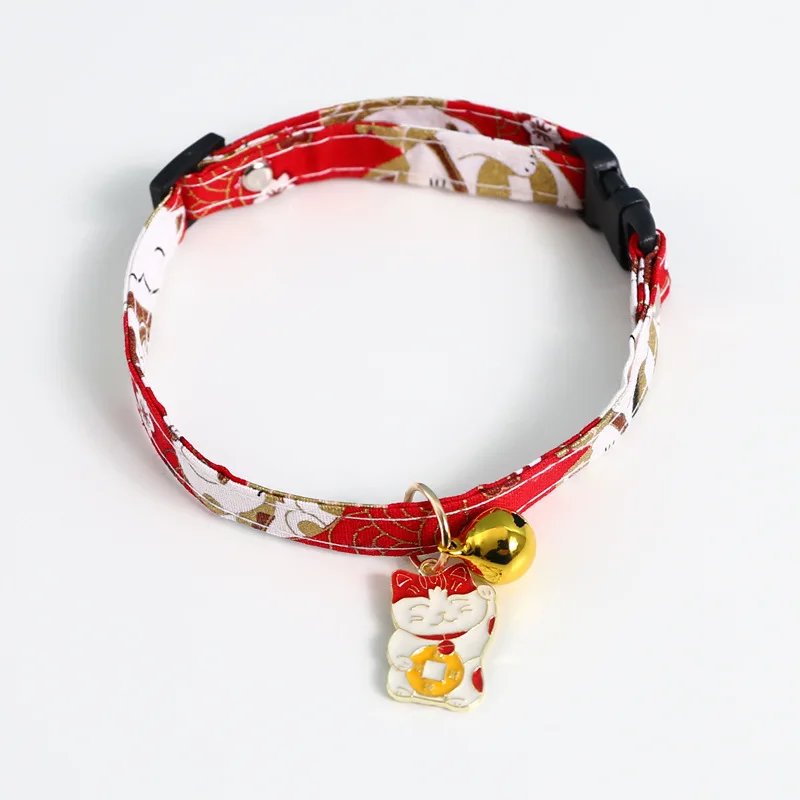 Adjustable Koi Bell Pendant Lucky Cat Collar Japanese Necklace Accessories Pet Supplies
