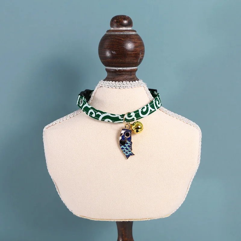 Adjustable Koi Bell Pendant Lucky Cat Collar Japanese Necklace Accessories Pet Supplies
