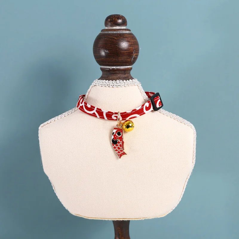Adjustable Koi Bell Pendant Lucky Cat Collar Japanese Necklace Accessories Pet Supplies