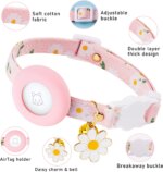Airtag Cat Collar, Kitten Collar Breakaway with Silicone Airtag Holder, Bells & Flower Charm for Girl Cats Boy Cats Small Dogs - Image 2