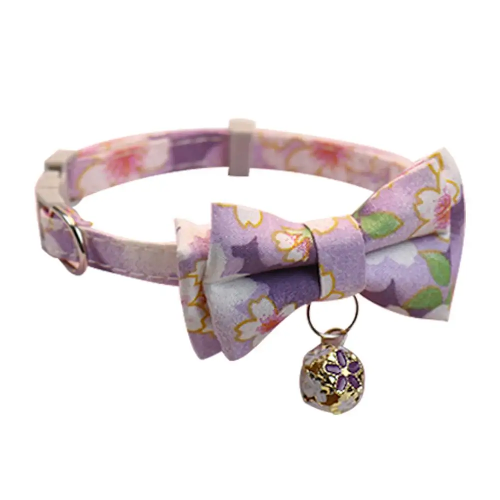 Lattice Bow Pet Cat Collar With Bell Adjustable Pet Collar Bownot Safety Necklace for Puppy Kitten Cat Cute Pattern Pet Supplies