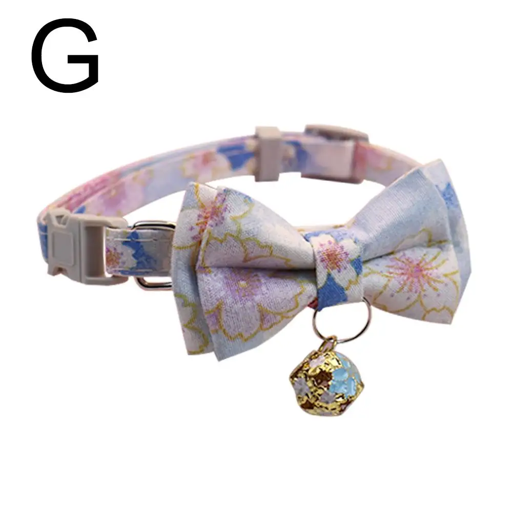 Lattice Bow Pet Cat Collar With Bell Adjustable Pet Collar Bownot Safety Necklace for Puppy Kitten Cat Cute Pattern Pet Supplies